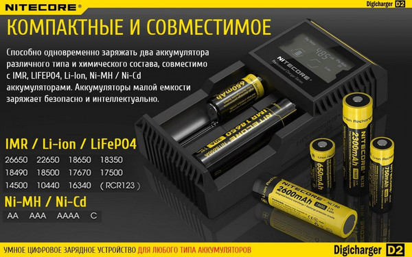 Зарядное устройство для аккумуляторов Nitecore D2 / 11479