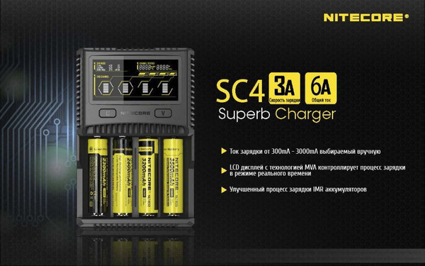 Зарядное устройство для аккумуляторов Nitecore SC4 / 16652