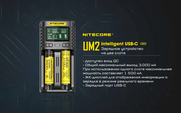 Зарядное устройство для аккумуляторов Nitecore UM2 / 18264