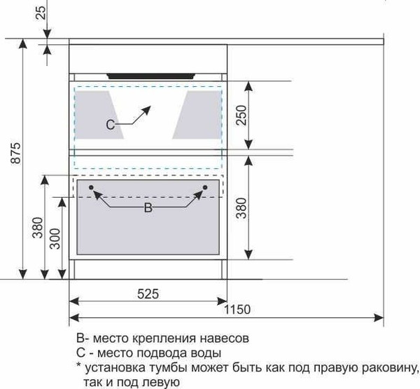 Тумба с умывальником Symbolite Даллас 115 Люкс Plus + Даллас 115x48
