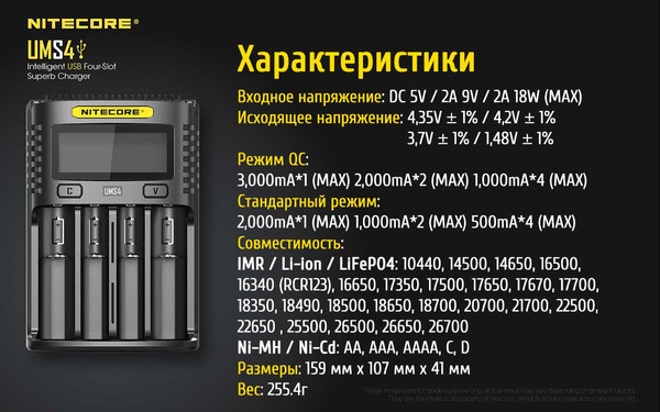 Зарядное устройство для аккумуляторов Nitecore UMS4 / 18547