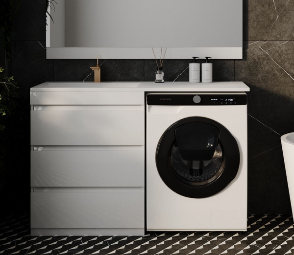 Тумба с умывальником Symbolite Даллас 130 Люкс Plus 3 ящика + Даллас 130x48.2 - фото