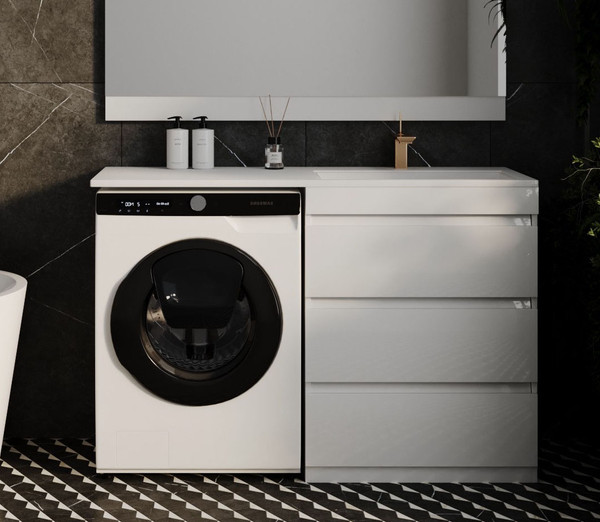 Тумба с умывальником Symbolite Даллас 130 Люкс Plus 3 ящика + Даллас 130x48.2 - фото