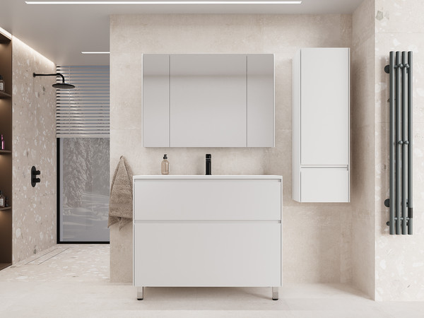 Тумба с умывальником Symbolite Лима 100 Line Plus 2 ящика + Line 100x48 - фото