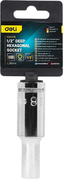 Головка слесарная Deli Торцевая шестигранная / EDQ4308 - фото