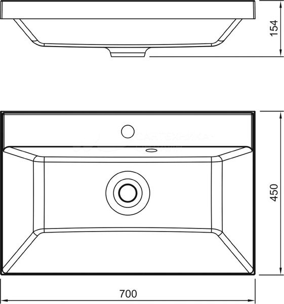 Тумба с умывальником Symbolite Манхэттен 70 Plus 2 ящика + Asti 70x45