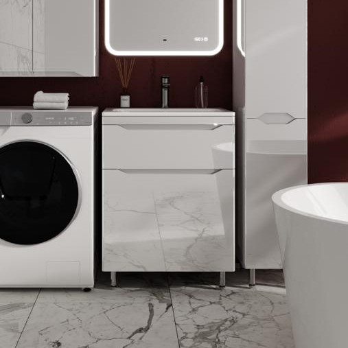 Тумба с умывальником Symbolite Марелла 60 Люкс Plus 2 ящика + Марелла Люкс 60х40 - фото