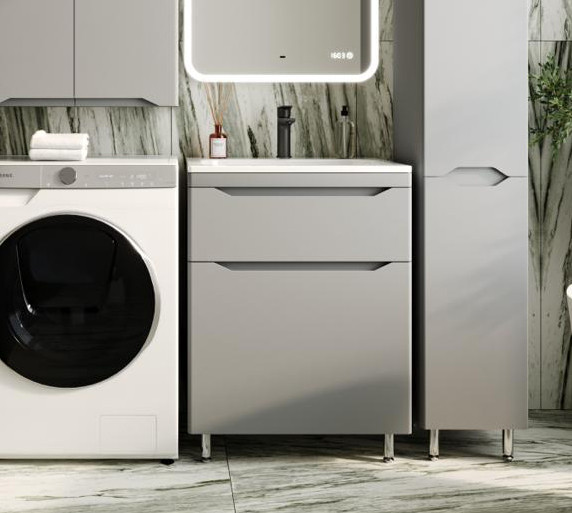 Тумба с умывальником Symbolite Марелла 60 Люкс Plus 2 ящика + Марелла Люкс 60х40 - фото