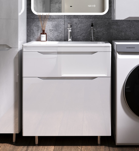 Тумба с умывальником Symbolite Марелла 70 Люкс Plus 2 ящика + Марелла Люкс 70х40 - фото