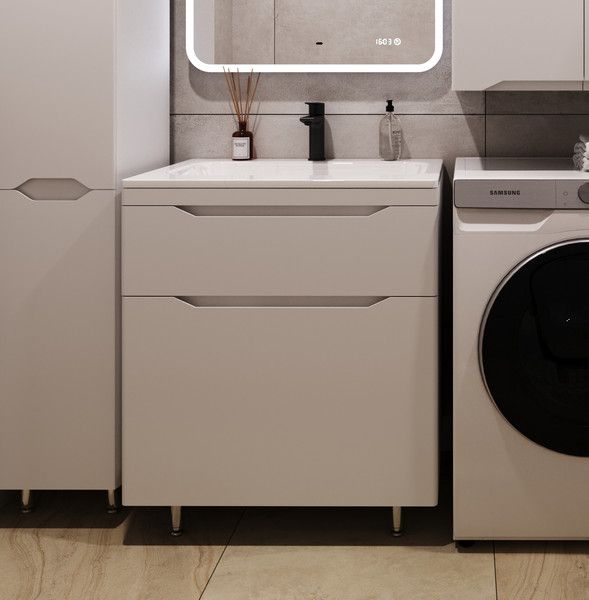 Тумба с умывальником Symbolite Марелла 70 Люкс Plus 2 ящика + Марелла Люкс 70х40 - фото