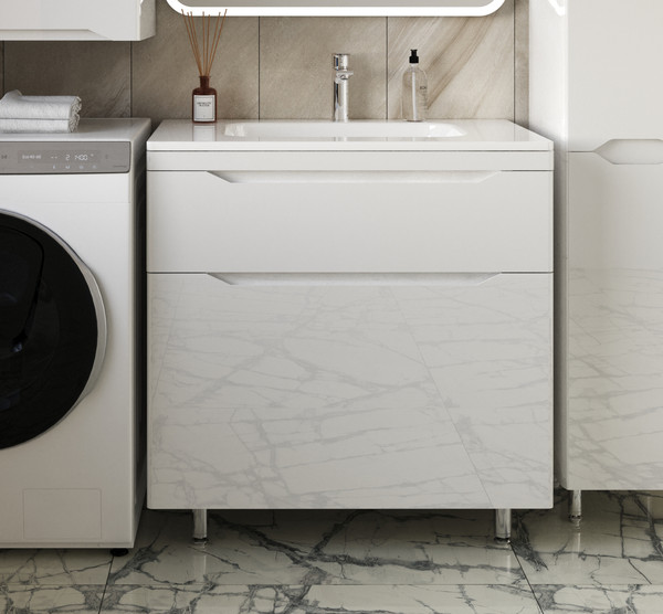 Тумба с умывальником Symbolite Марелла 80 Люкс Plus 2 ящика + Марелла Люкс 80х40 - фото