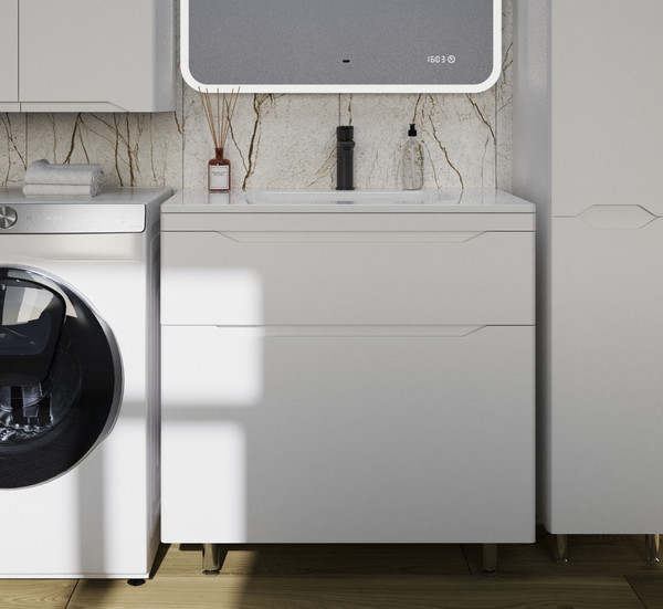 Тумба с умывальником Symbolite Марелла 80 Люкс Plus 2 ящика + Марелла Люкс 80х40 - фото