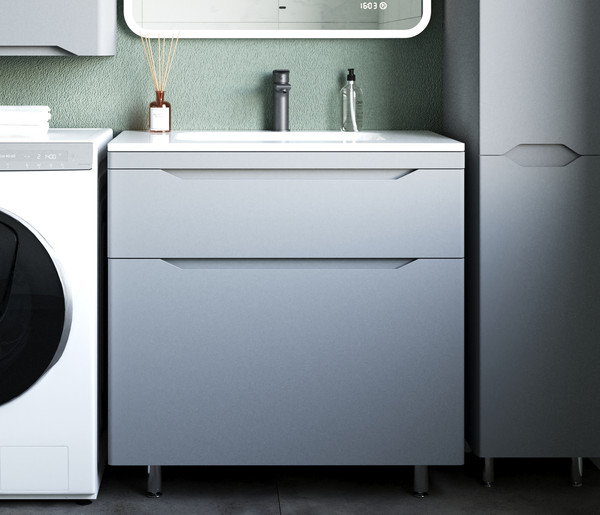 Тумба с умывальником Symbolite Марелла 80 Люкс Plus 2 ящика + Марелла Люкс 80х40 - фото