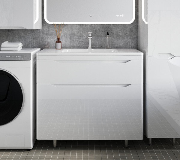 Тумба с умывальником Symbolite Марелла 90 Люкс Plus 2 ящика + Марелла Люкс 90х40 - фото