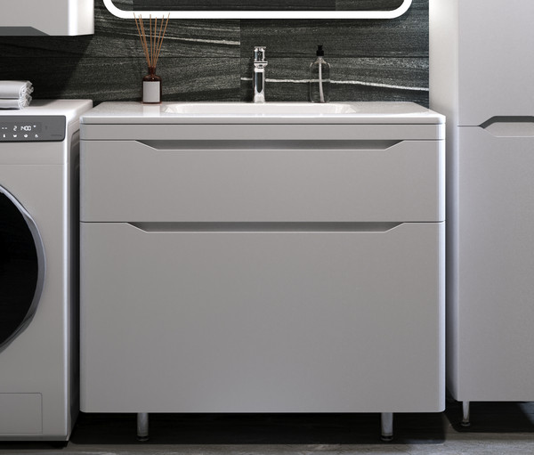 Тумба с умывальником Symbolite Марелла 90 Люкс Plus 2 ящика + Марелла Люкс 90х40 - фото