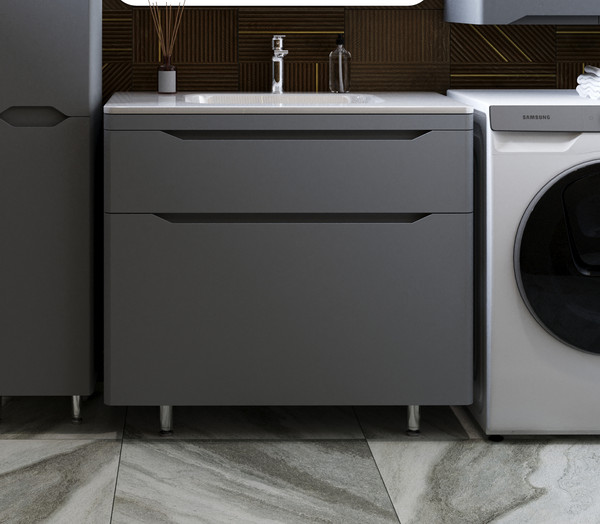 Тумба с умывальником Symbolite Марелла 90 Люкс Plus 2 ящика + Марелла Люкс 90х40 - фото