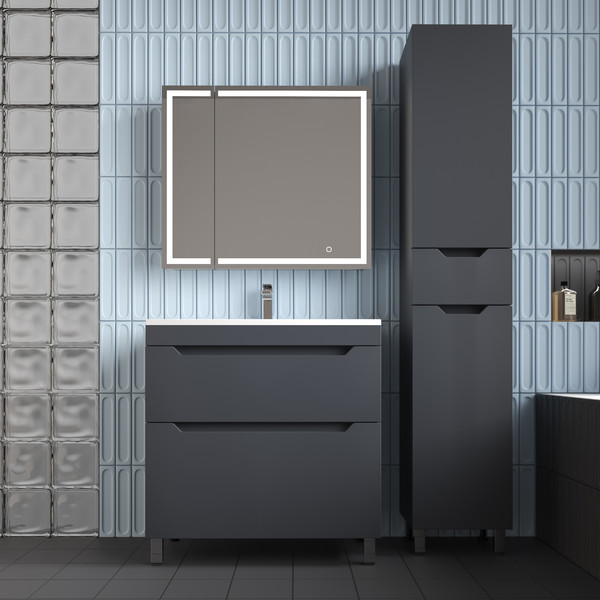 Тумба с умывальником Symbolite Остин 80 Plus 2 ящика + Фортуна 80x45 - фото