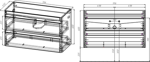 Тумба с умывальником Symbolite Атлантика 100 Люкс Plus + Атлантика 100