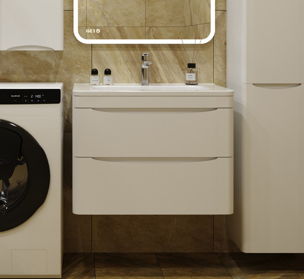 Тумба с умывальником Symbolite Бергамо мини 70 Люкс Plus 2 ящика + Каре Люкс Мини 70х35 - фото