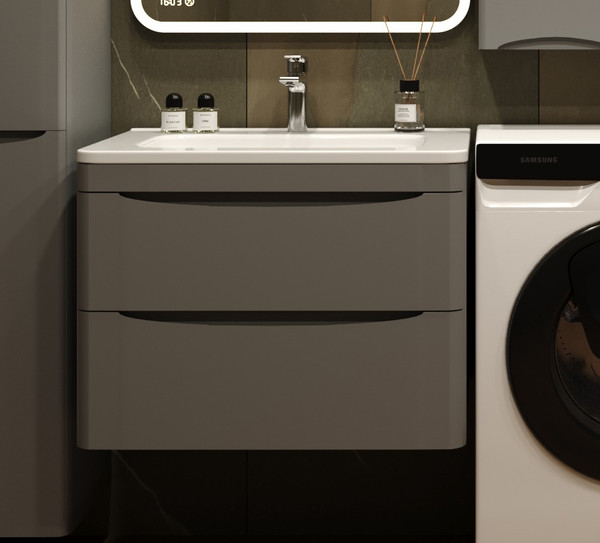 Тумба с умывальником Symbolite Бергамо мини 70 Люкс Plus 2 ящика + Каре Люкс Мини 70х35 - фото