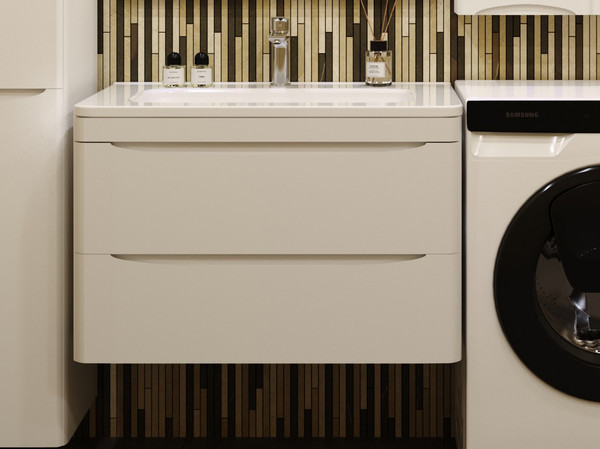 Тумба с умывальником Symbolite Бергамо мини 80 Люкс Plus 2 ящика + Каре Люкс Мини 80х35 - фото