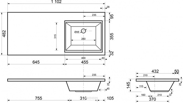 Тумба с умывальником Symbolite Даллас 110 Люкс Plus + Даллас 110x48