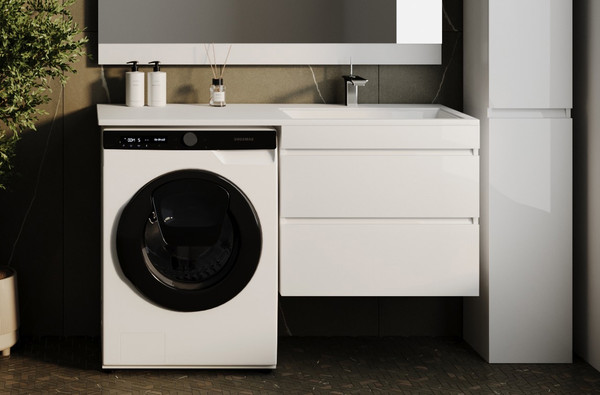 Тумба с умывальником Symbolite Даллас 130 Люкс Plus + Estetus Даллас 130x48.2 - фото