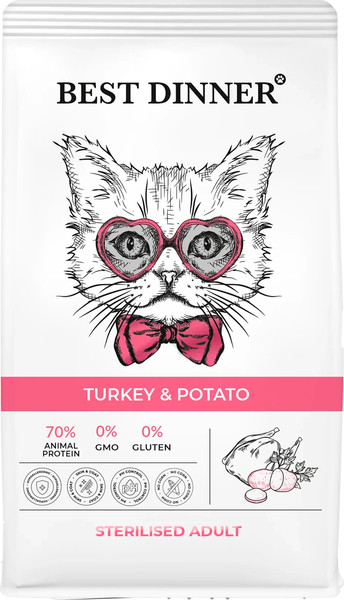 Сухой корм для кошек Best Dinner Adult Sterilised Turkey & Potato - фото