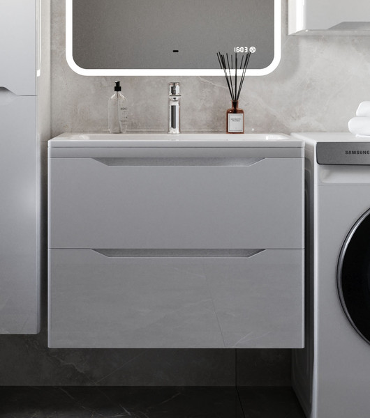 Тумба с умывальником Symbolite Марелла 60 Люкс Plus 2 ящика + Марелла Люкс 60х40 - фото