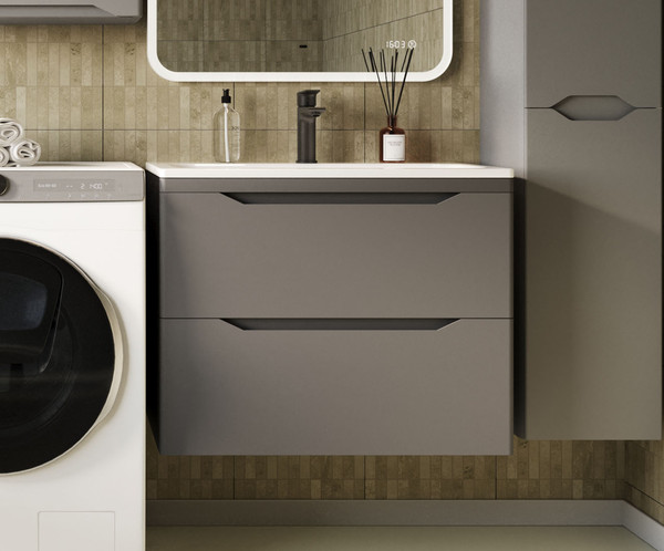 Тумба с умывальником Symbolite Марелла 60 Люкс Plus 2 ящика + Марелла Люкс 60х40 - фото