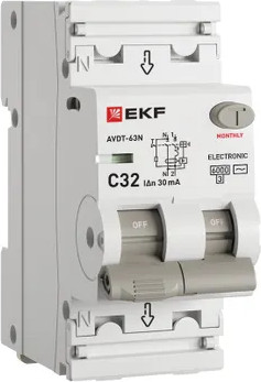 Дифференциальный автомат EKF PROxima АВДТ-63N 1P+N 32А C 30мА AC / D63N26E32C30 - фото