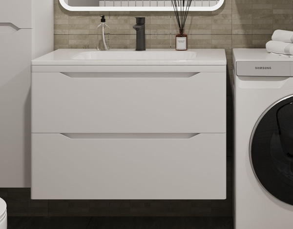 Тумба с умывальником Symbolite Марелла 80 Люкс Plus 2 ящика + Марелла Люкс 80х40 - фото