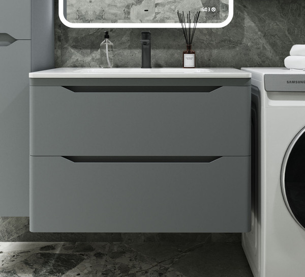 Тумба с умывальником Symbolite Марелла 80 Люкс Plus 2 ящика + Марелла Люкс 80х40 - фото