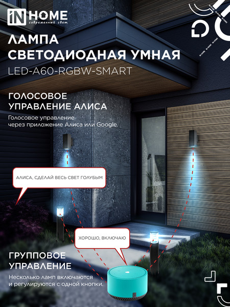 Лампа INhome LED-A60-RGBW-SMART / 4690612050034