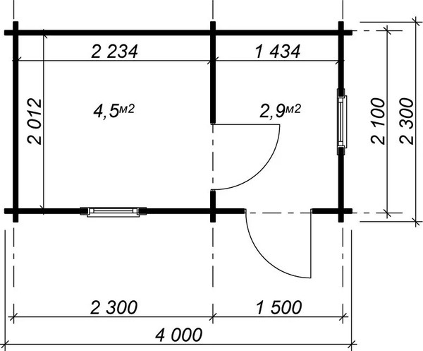 Хозблок деревянный Вирабуд 4x2.3
