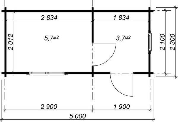 Хозблок деревянный Вирабуд 5x2.3
