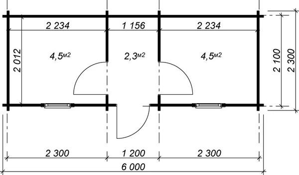 Хозблок деревянный Вирабуд 6x2.3 с тамбуром