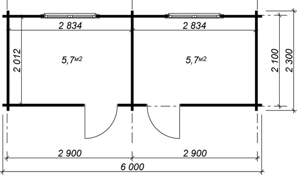 Хозблок деревянный Вирабуд 6x2.3 два блока