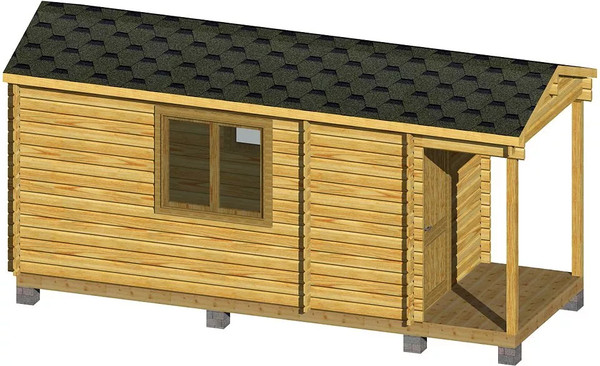 Хозблок деревянный Вирабуд 6x2.3 с крыльцом