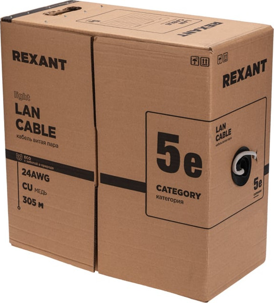 Кабель Rexant F/UTP CAT 5е PVC 4PR 24AWG / 01-0152-R - фото