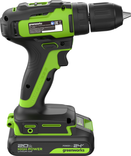 Аккумуляторная дрель-шуруповерт Greenworks GD24DD35 бесщеточная 24V / 3704007CUC
