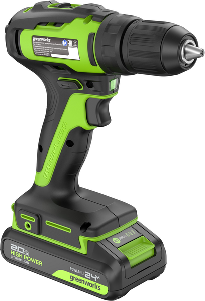 Аккумуляторная дрель-шуруповерт Greenworks GD24DD35 бесщеточная 24V / 3704007CUC