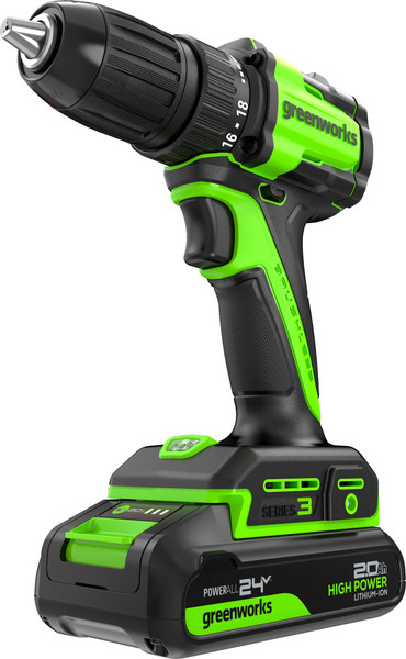 Аккумуляторная дрель-шуруповерт Greenworks DD345 бесщеточная 24V / 3708307CUA - фото