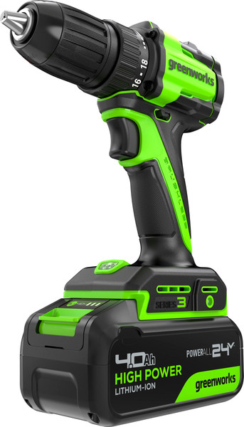 Аккумуляторная дрель-шуруповерт Greenworks DD345 бесщеточная 24V / 3708307CUB - фото