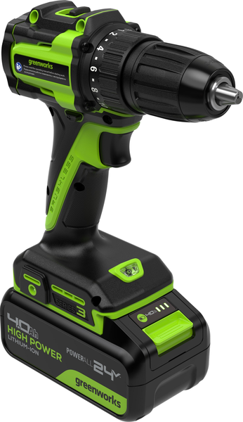 Аккумуляторная дрель-шуруповерт Greenworks DD345 бесщеточная 24V / 3708307CUB