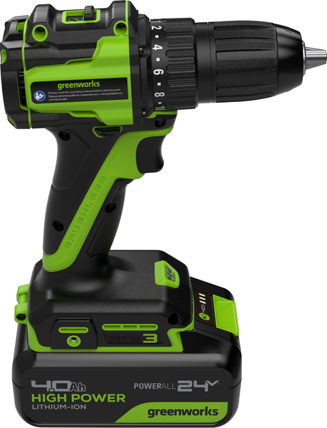 Аккумуляторная дрель-шуруповерт Greenworks DD345 бесщеточная 24V / 3708307CUB