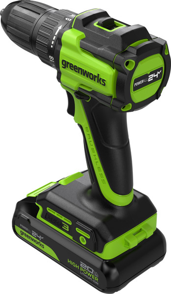 Аккумуляторная дрель-шуруповерт Greenworks DD345 бесщеточная 24V / 3708307CUC