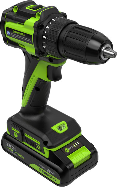 Аккумуляторная дрель-шуруповерт Greenworks DD345 бесщеточная 24V / 3708307CUC