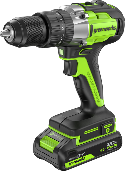 Аккумуляторная дрель-шуруповерт Greenworks GD24DD60 бесщеточная 24V / 3704107CUA - фото