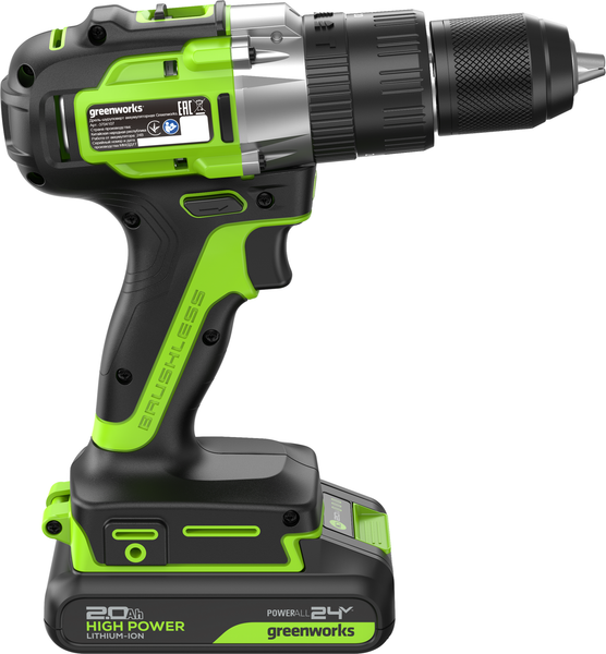 Аккумуляторная дрель-шуруповерт Greenworks GD24DD60 бесщеточная 24V / 3704107CUA